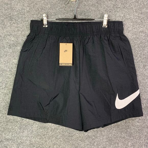 NEW Women NIKE ESSENTIAL HIGH RISE SPORTS RUNNING SHORTS‎ BLACK SZ L - Picture 1 of 12